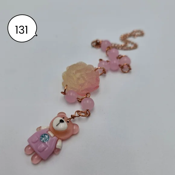 Handmade Pink Bear car charm - Picture 2 of 4